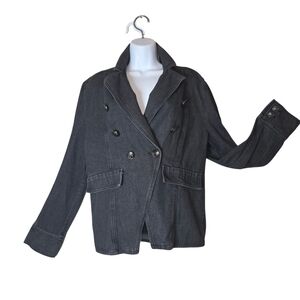 Women's Charcoal Double-Breasted Jean Jacket